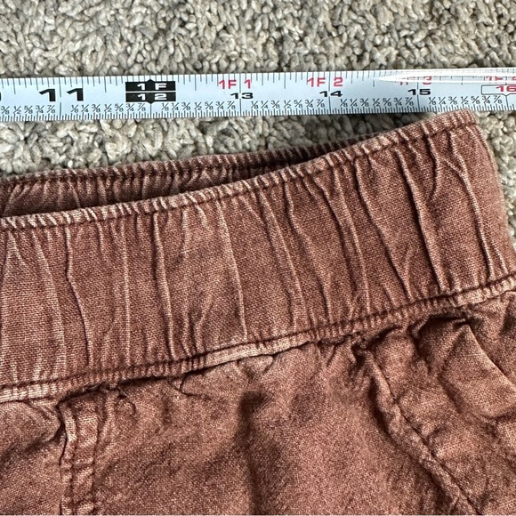 Anthropologie Pilcro Linen Drawstring Pants Medium Brown pockets coastal boho - Picture 10 of 12